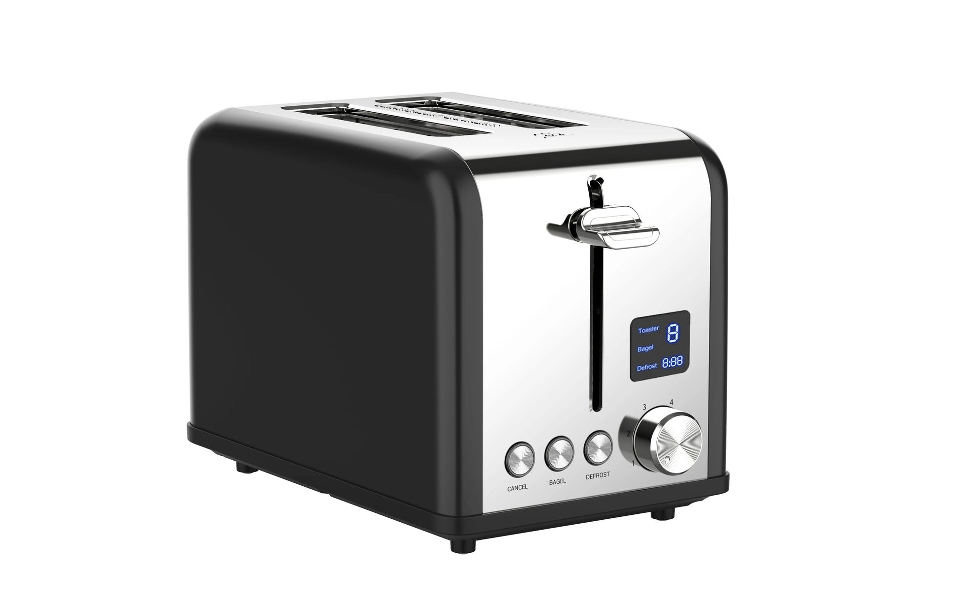 JMT-642890 Stainless Steel 2-Slice Automatic Pop-Up Bread Toaster with LED Display