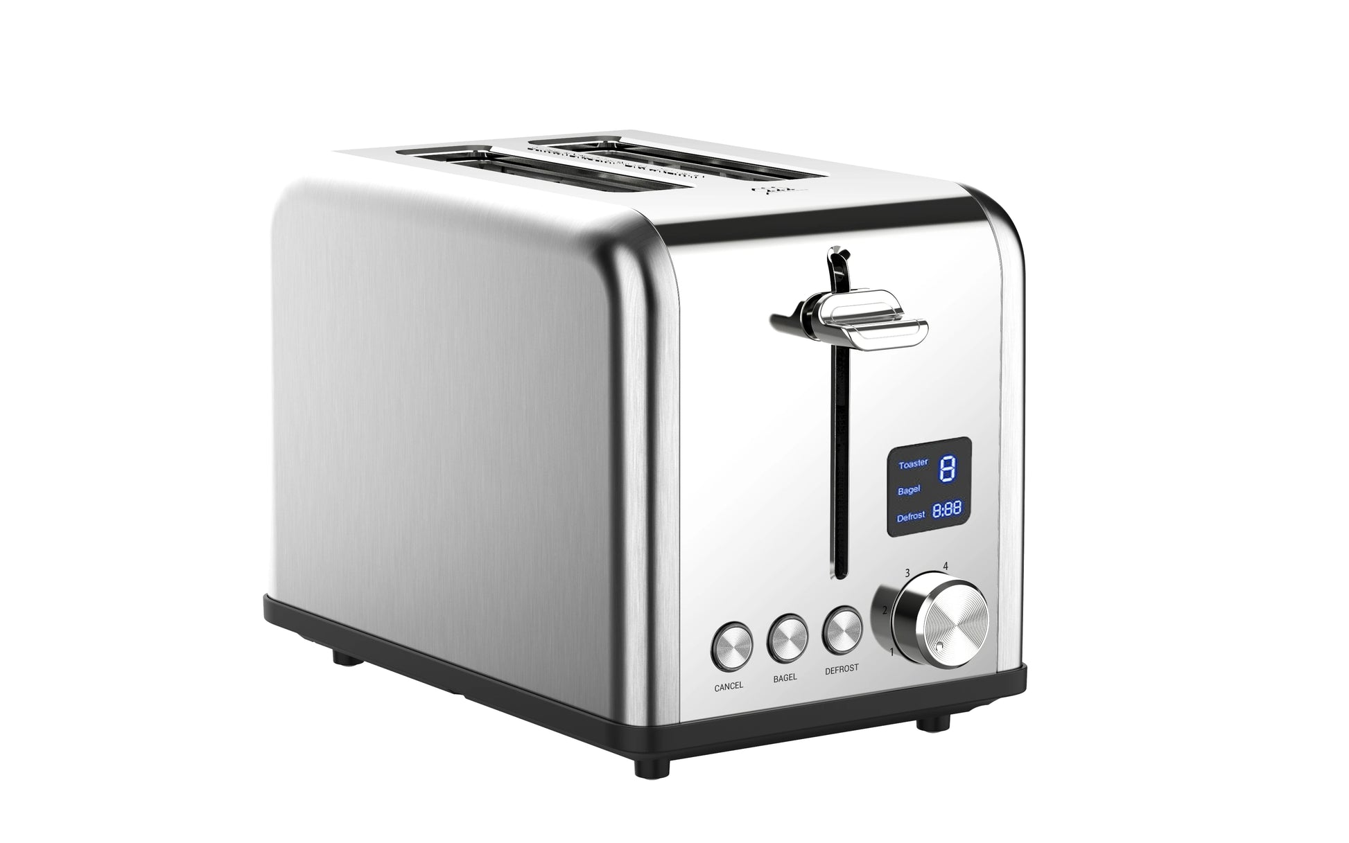 JMT-642890 Stainless Steel 2-Slice Automatic Pop-Up Bread Toaster with LED Display