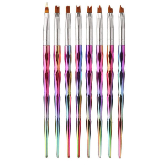 JMT-643402 Colorful Petal Shape Nail Art Brush Set - 8 Flower Pens for All Skin Types