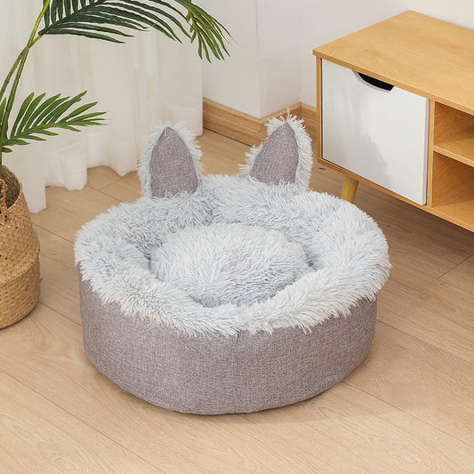 JMT-643402 Faux Fur Plush Indoor Cat and Dog Bed House – Soft and Cozy Fluffy Pet Nest
