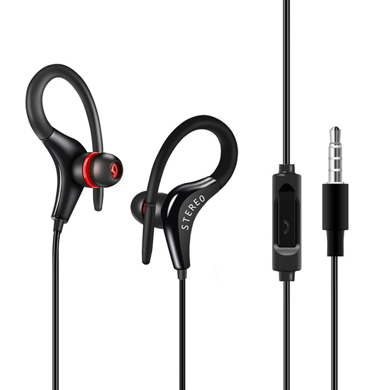 JMT-643594 Super Bass Earhook Headphones with Microphone for Sports and Mobile Devices