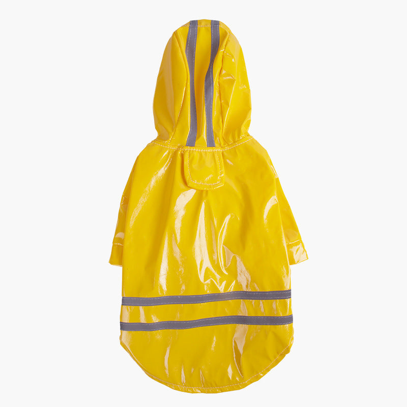 JMT-643722 Hooded Waterproof PU Dog Raincoat with Reflective Stripes - Available in Multiple Colors and Sizes