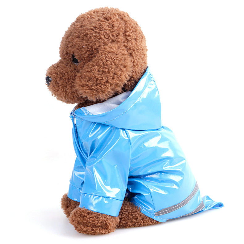 JMT-643722 Hooded Waterproof PU Dog Raincoat with Reflective Stripes - Available in Multiple Colors and Sizes