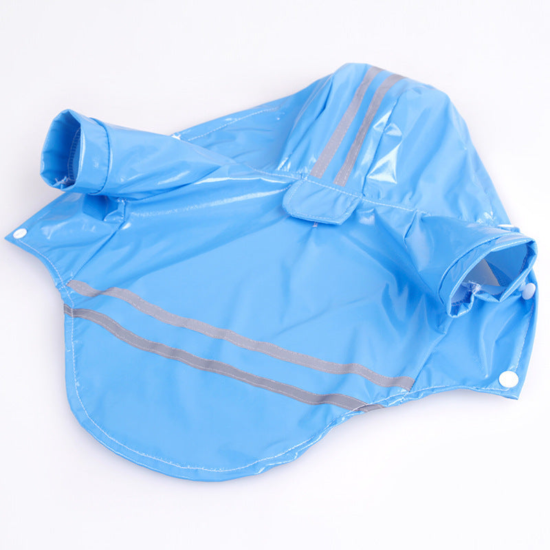 JMT-643722 Hooded Waterproof PU Dog Raincoat with Reflective Stripes - Available in Multiple Colors and Sizes