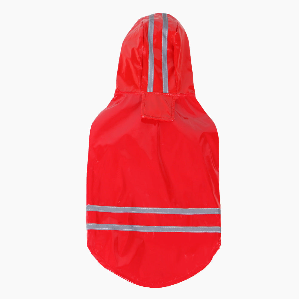JMT-643722 Hooded Waterproof PU Dog Raincoat with Reflective Stripes - Available in Multiple Colors and Sizes