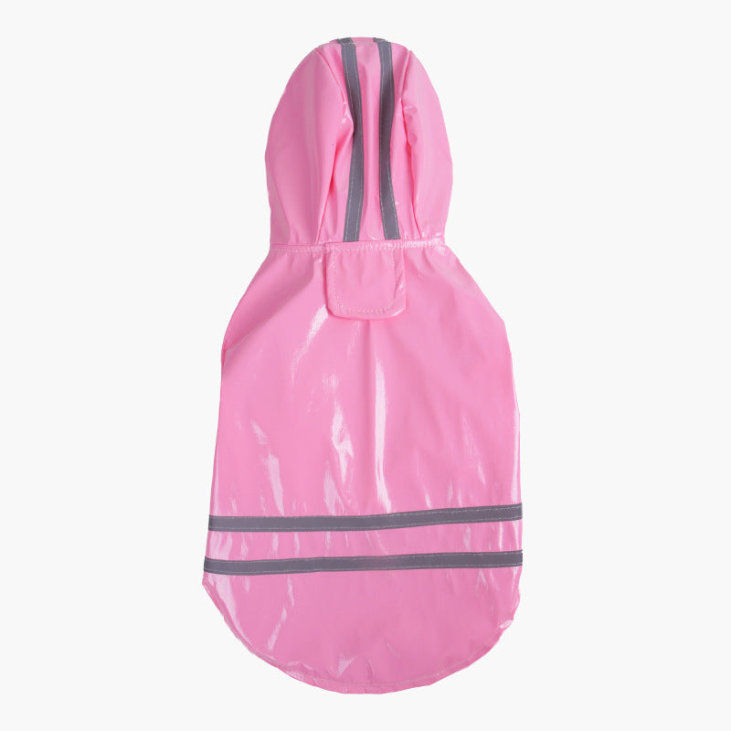 JMT-643722 Hooded Waterproof PU Dog Raincoat with Reflective Stripes - Available in Multiple Colors and Sizes