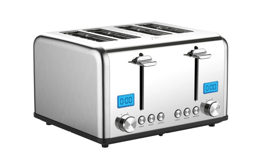 JMT-644042 Stainless Steel Electric 4-Slice Toaster with 6 Browning Settings for Smart Kitchen Use