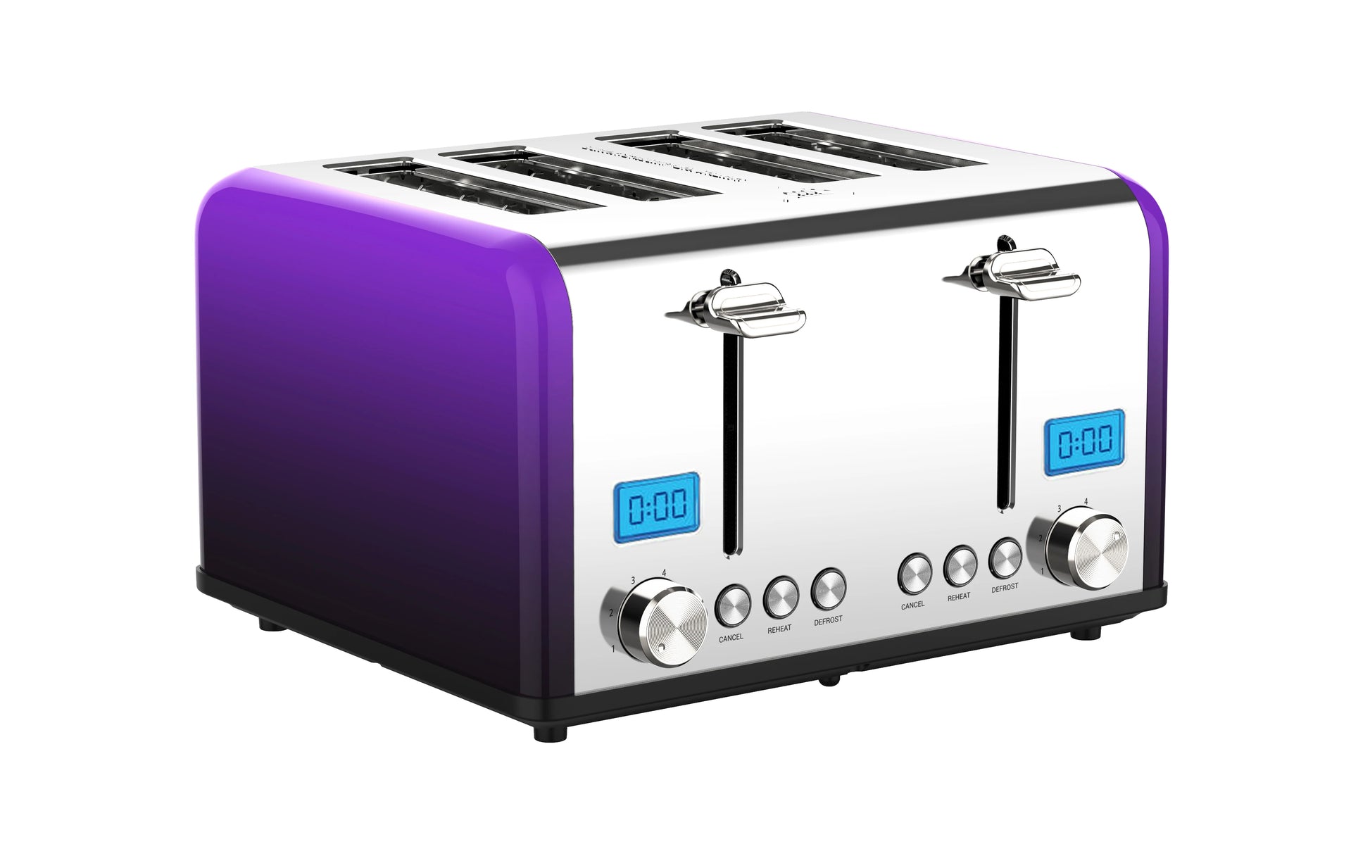 JMT-644042 Stainless Steel Electric 4-Slice Toaster with 6 Browning Settings for Smart Kitchen Use