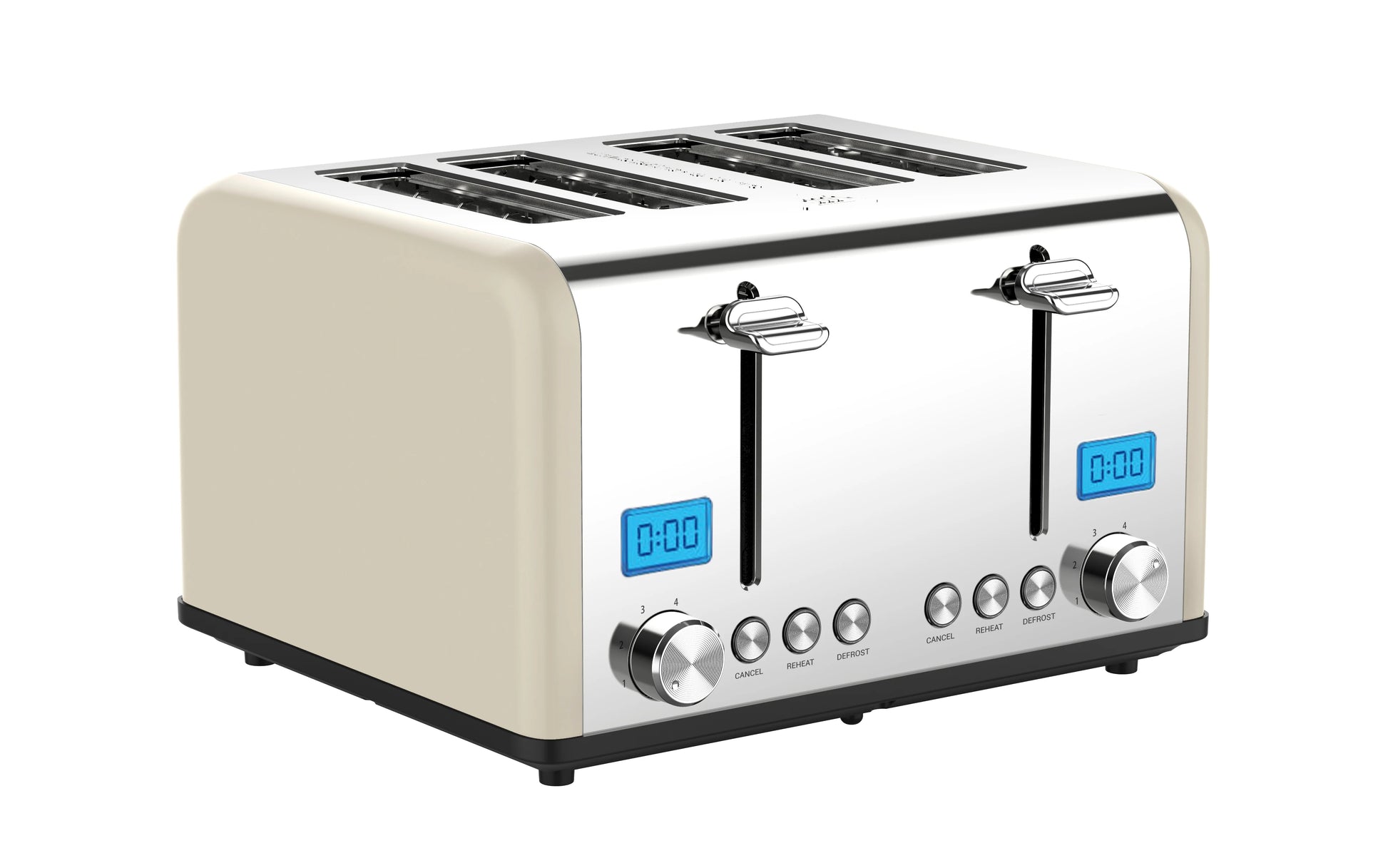 JMT-644042 Stainless Steel Electric 4-Slice Toaster with 6 Browning Settings for Smart Kitchen Use