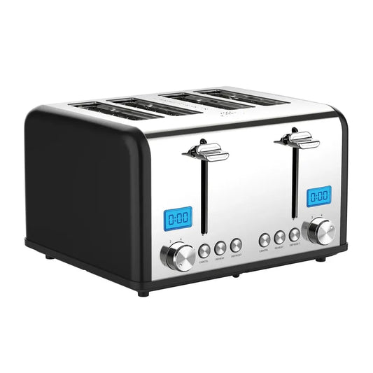 JMT-644042 Stainless Steel Electric 4-Slice Toaster with 6 Browning Settings for Smart Kitchen Use