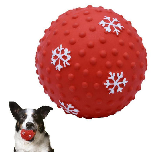 JMT-644234 Interactive Dog Toy Balls for Chewing and Tooth Cleaning - Floating Pet Toys in Christmas Colors for Small to Medium Dogs