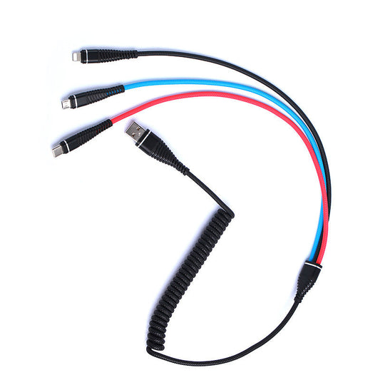 JMT-644426 3-in-1 Fast Charging Cable - Lightning, Micro USB, TYPE-C, 1.3m Length