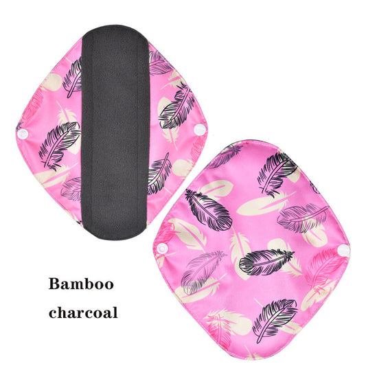 JMT-644490 Bamboo Charcoal Washable Sanitary Napkin - 6x20CM with Waterproof Fabric and Soft Inner Layer