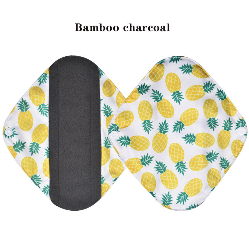 JMT-644490 Bamboo Charcoal Washable Sanitary Napkin - 6x20CM with Waterproof Fabric and Soft Inner Layer