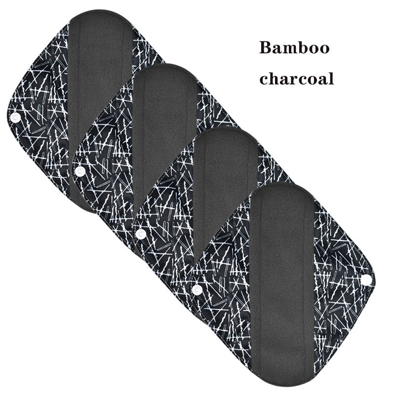 JMT-644490 Bamboo Charcoal Washable Sanitary Napkin - 6x20CM with Waterproof Fabric and Soft Inner Layer