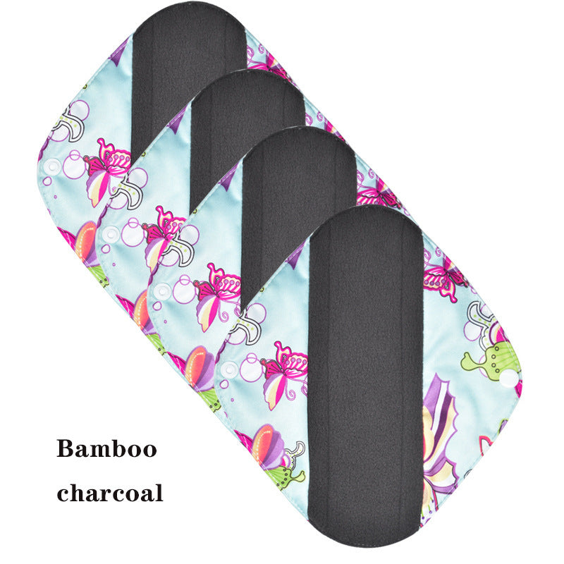JMT-644490 Bamboo Charcoal Washable Sanitary Napkin - 6x20CM with Waterproof Fabric and Soft Inner Layer