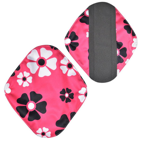 JMT-644490 Bamboo Charcoal Washable Sanitary Napkin - 6x20CM with Waterproof Fabric and Soft Inner Layer