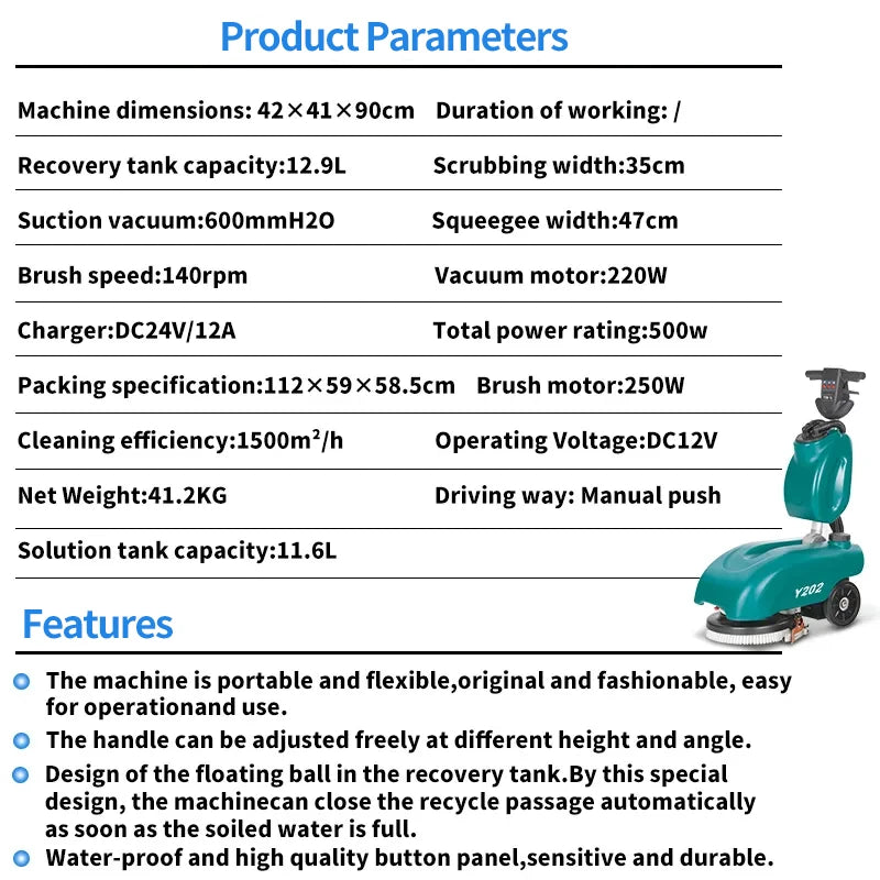 JMT-644874 Fully Automatic Three-in-One Commercial Floor Cleaner with Battery Operated Sweeping Function