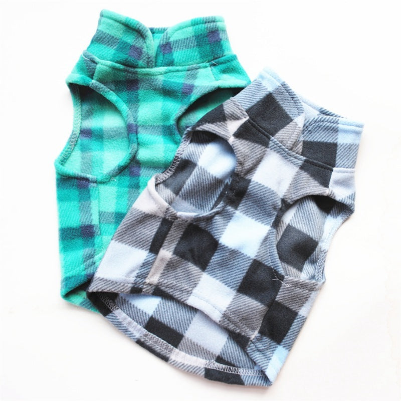 JMT-644874 Plaid Fleece Sweater for Pets - Cozy and Stylish Dog and Cat Clothing