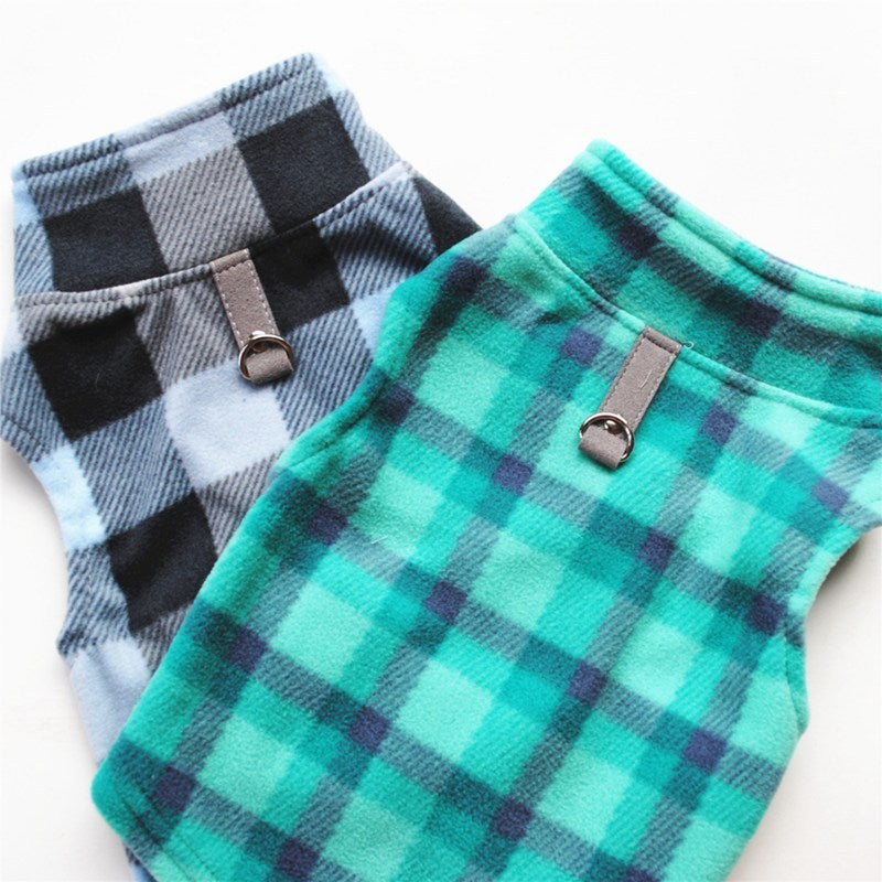 JMT-644874 Plaid Fleece Sweater for Pets - Cozy and Stylish Dog and Cat Clothing