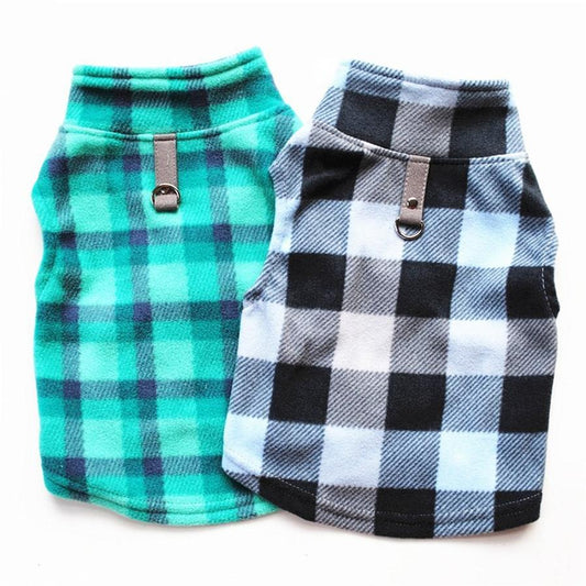 JMT-644874 Plaid Fleece Sweater for Pets - Cozy and Stylish Dog and Cat Clothing