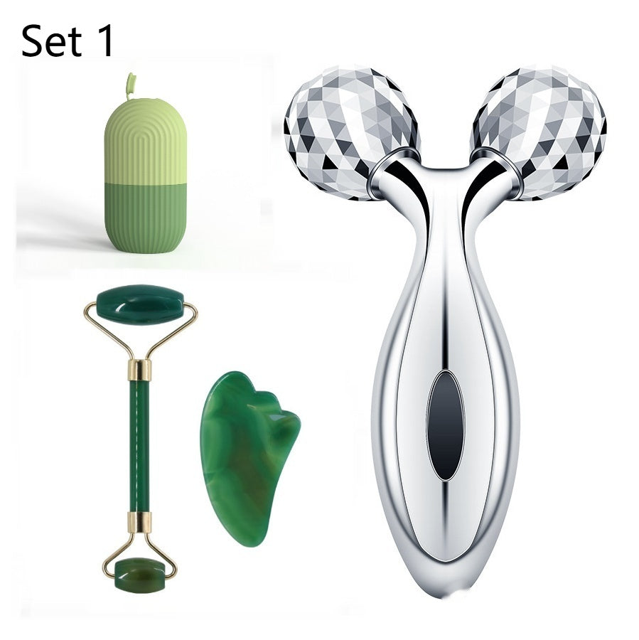 JMT-645386 V Facial Massager - Body Roller with Stainless Steel and ABS Resin, 135g