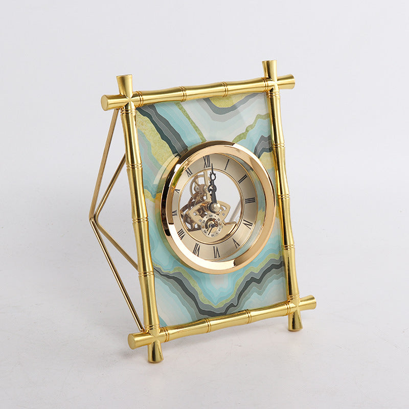 JMT-645578 European Style Silent Metal Table Clock for Home and Office Decoration - Rectangular Design, Battery Operated, 22x17cm