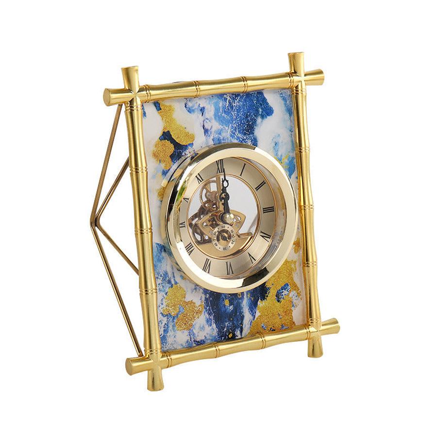 JMT-645578 European Style Silent Metal Table Clock for Home and Office Decoration - Rectangular Design, Battery Operated, 22x17cm