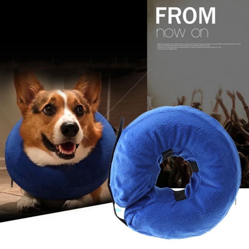 JMT-645578 Inflatable Pet Recovery Collar for Dogs and Cats - Soft Plush Adjustable Anti-Bite and Anti-Lick Design