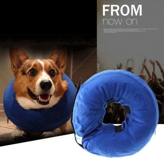 JMT-645578 Inflatable Pet Recovery Collar for Dogs and Cats - Soft Plush Adjustable Anti-Bite and Anti-Lick Design
