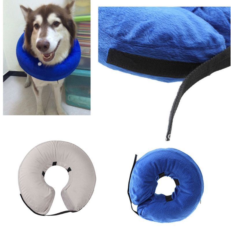 JMT-645578 Inflatable Pet Recovery Collar for Dogs and Cats - Soft Plush Adjustable Anti-Bite and Anti-Lick Design