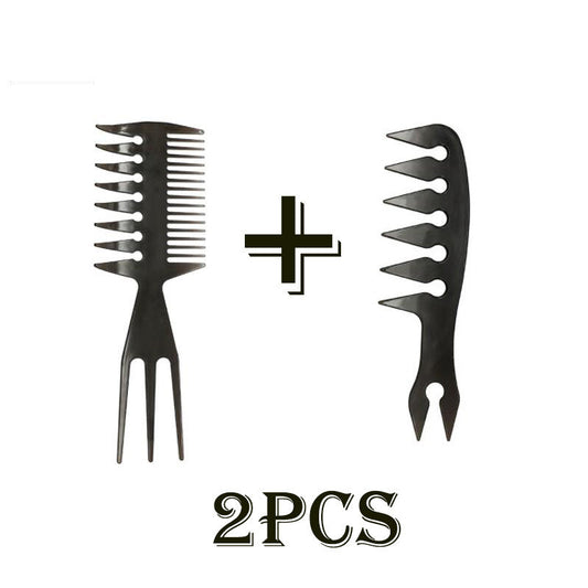 JMT-645642 Double-Sided Retro Oil Hair Comb in Blue, Black, Gold - Versatile Styling Tool