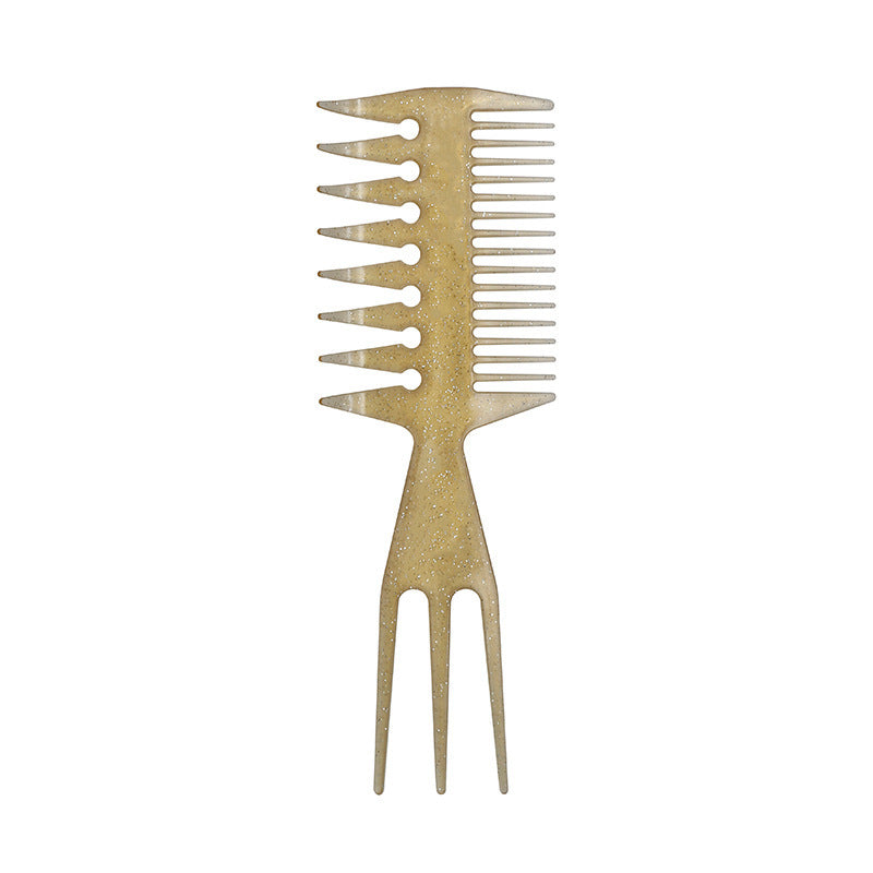 JMT-645642 Double-Sided Retro Oil Hair Comb in Blue, Black, Gold - Versatile Styling Tool