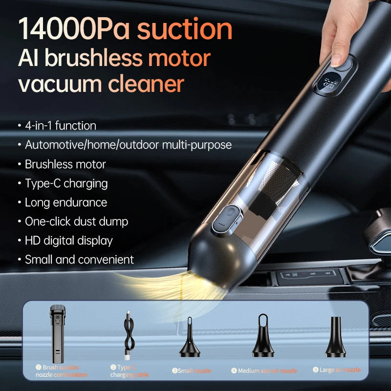 JMT-645706 Portable Wireless Car Vacuum Cleaner with Multi-Gear Strong Suction and Digital Display