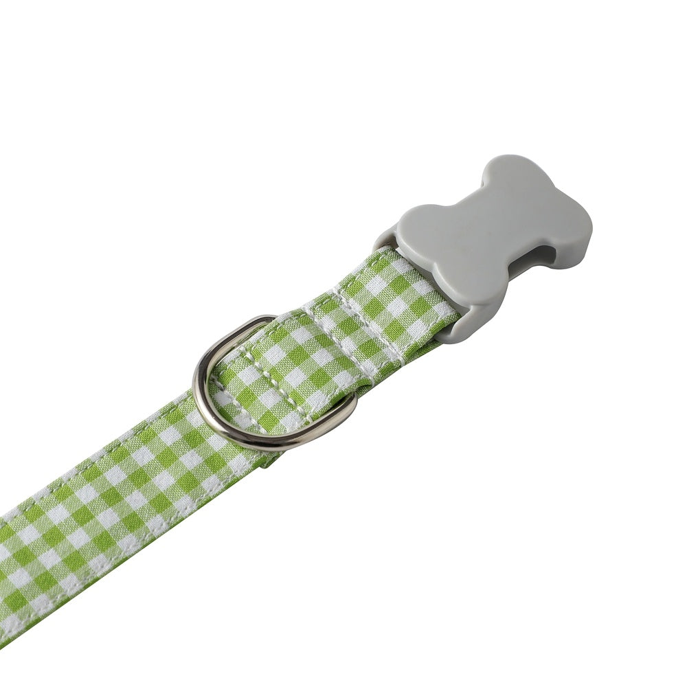 JMT-645898 Checkered Dog Collar with Bow Tie - Cotton Polyester in Multiple Colors
