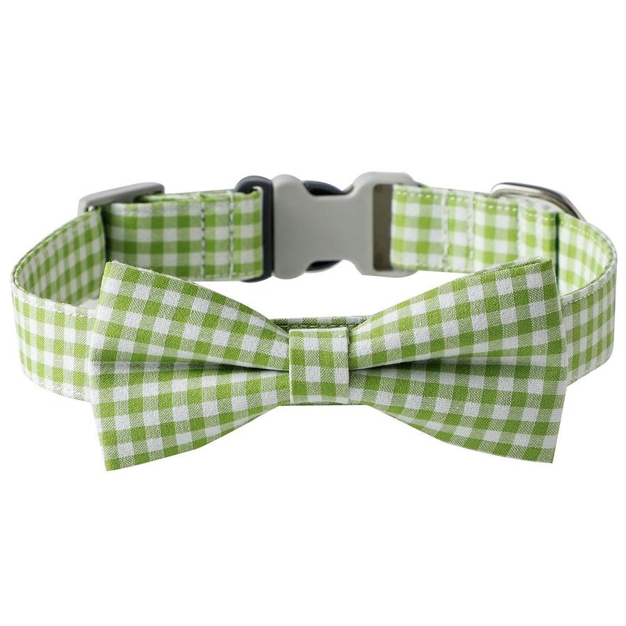 JMT-645898 Checkered Dog Collar with Bow Tie - Cotton Polyester in Multiple Colors