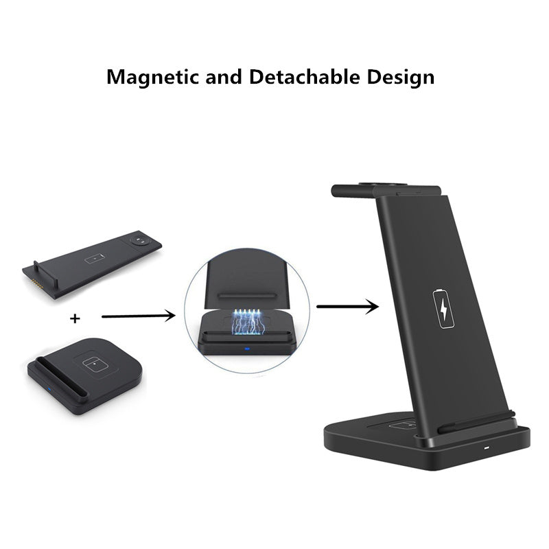 JMT-646090 3-in-1 Foldable Wireless Charger for Mobile Phones, Headphones, and Smartwatches