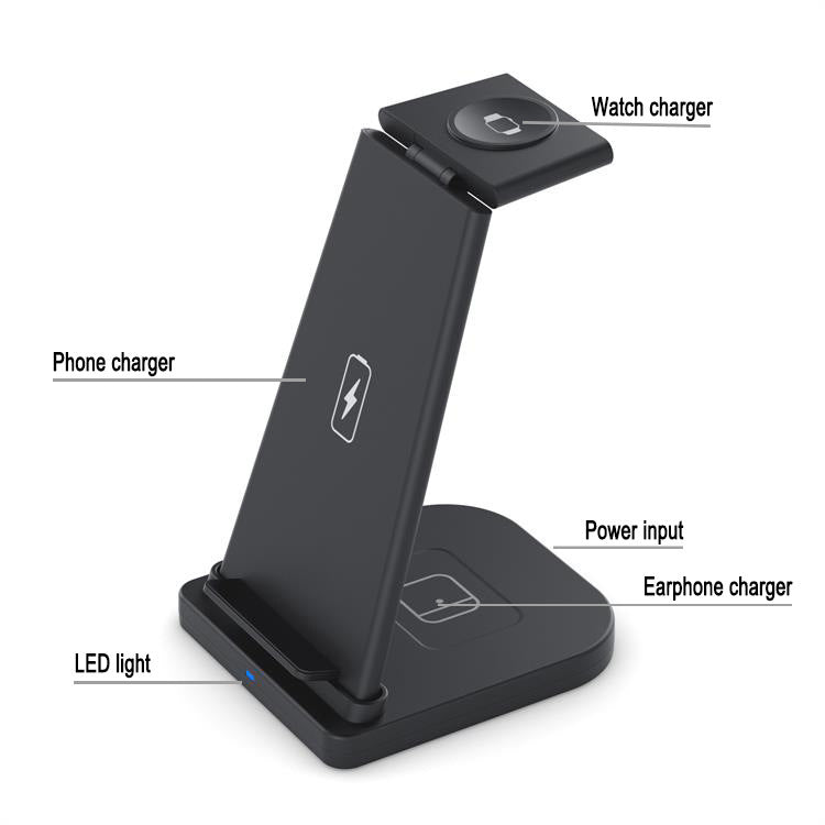 JMT-646090 3-in-1 Foldable Wireless Charger for Mobile Phones, Headphones, and Smartwatches