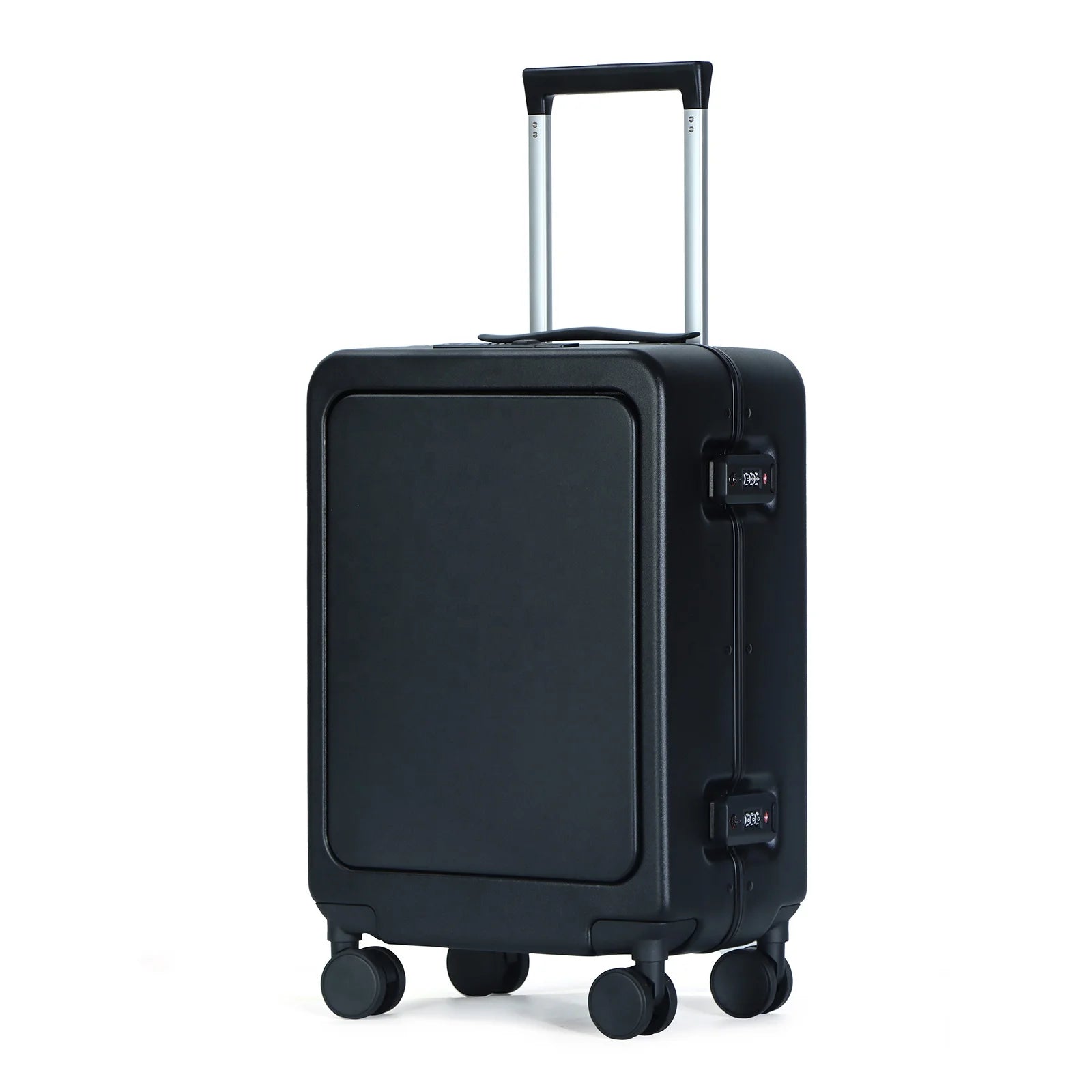 JMT-646282 Compact Black Aluminium Carry-On Trolley Case for Travel