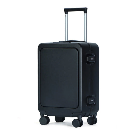 JMT-646282 Compact Black Aluminium Carry-On Trolley Case for Travel