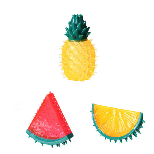 JMT-646538 Interactive TPR Fruit Chew Toy for Dogs - Pineapple & Lemon Sounds