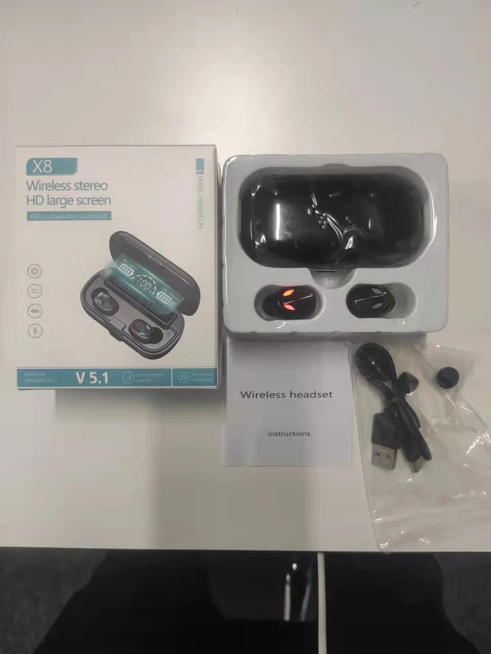 JMT-646730 X8 Touch Screen Wireless Earbuds with Stereo HIFI Sound for Gaming and Music