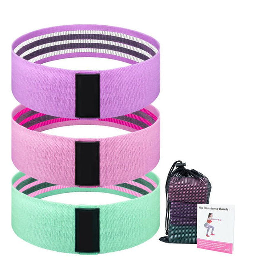 JMT-646794 Fabric Resistance Bands Set for Fitness - Lake Blue (Weak), Pink (Medium), Purple (Strong) - 76x8cm