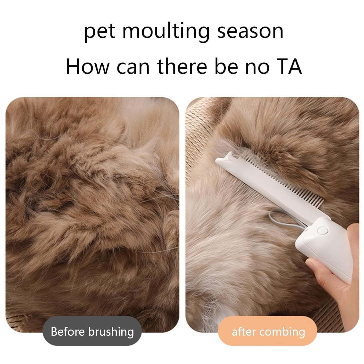 JMT-647370 3-in-1 Pet Grooming Comb with Round Smooth Ends and Lint Brush for Safe and Comfortable Use