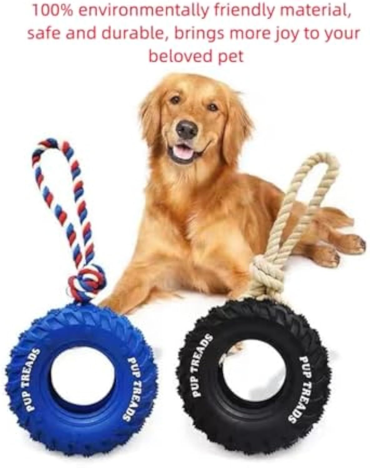 JMT-647690 Durable Interactive Chew Toy for Large Dogs - Natural Rubber Tire Design with Treat Dispenser for Aggressive Chewers