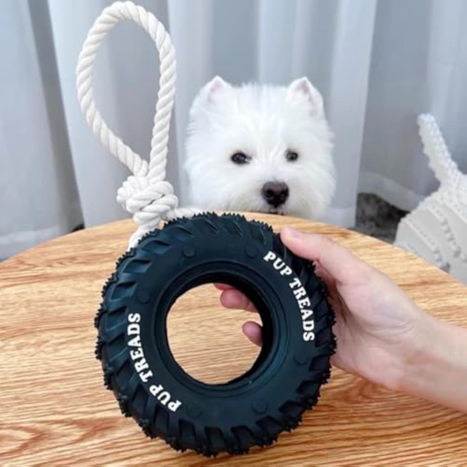 JMT-647690 Durable Interactive Chew Toy for Large Dogs - Natural Rubber Tire Design with Treat Dispenser for Aggressive Chewers