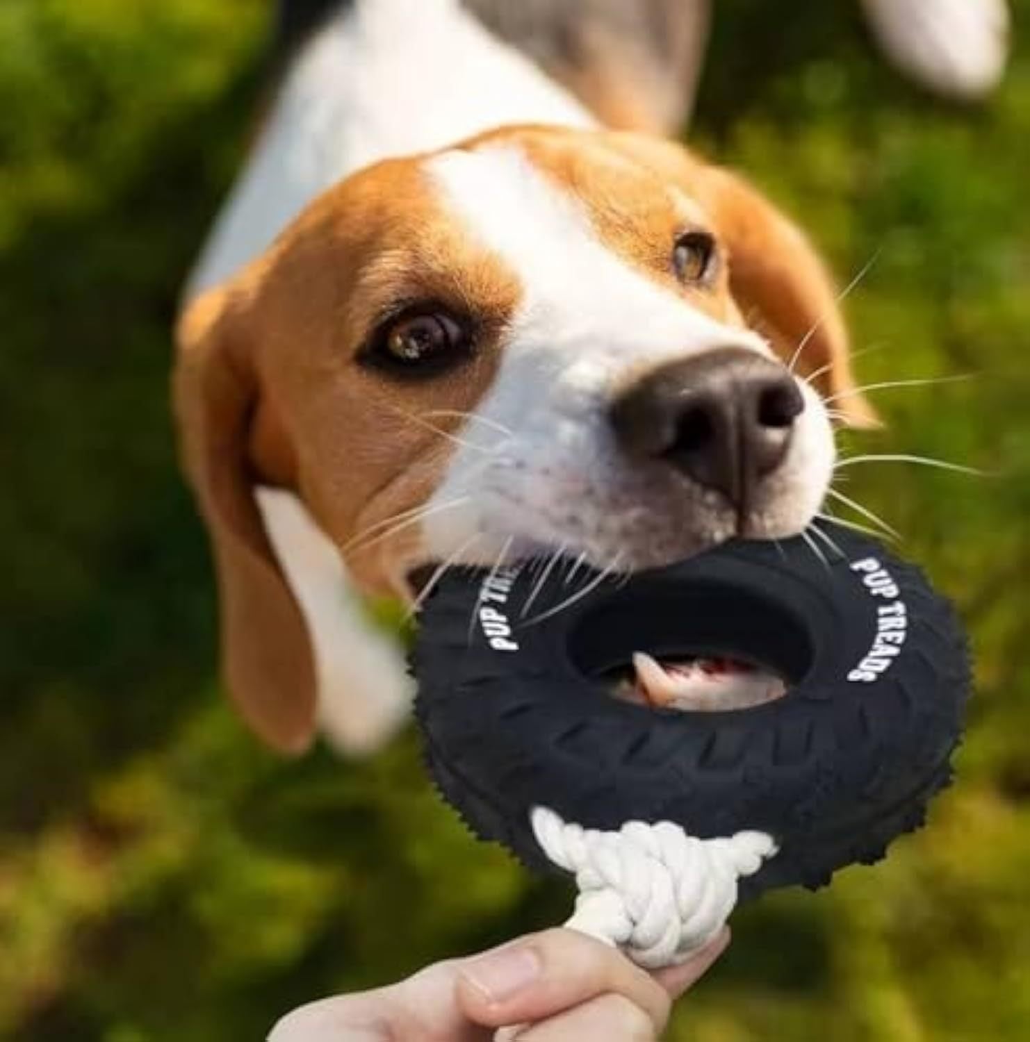 JMT-647690 Durable Interactive Chew Toy for Large Dogs - Natural Rubber Tire Design with Treat Dispenser for Aggressive Chewers