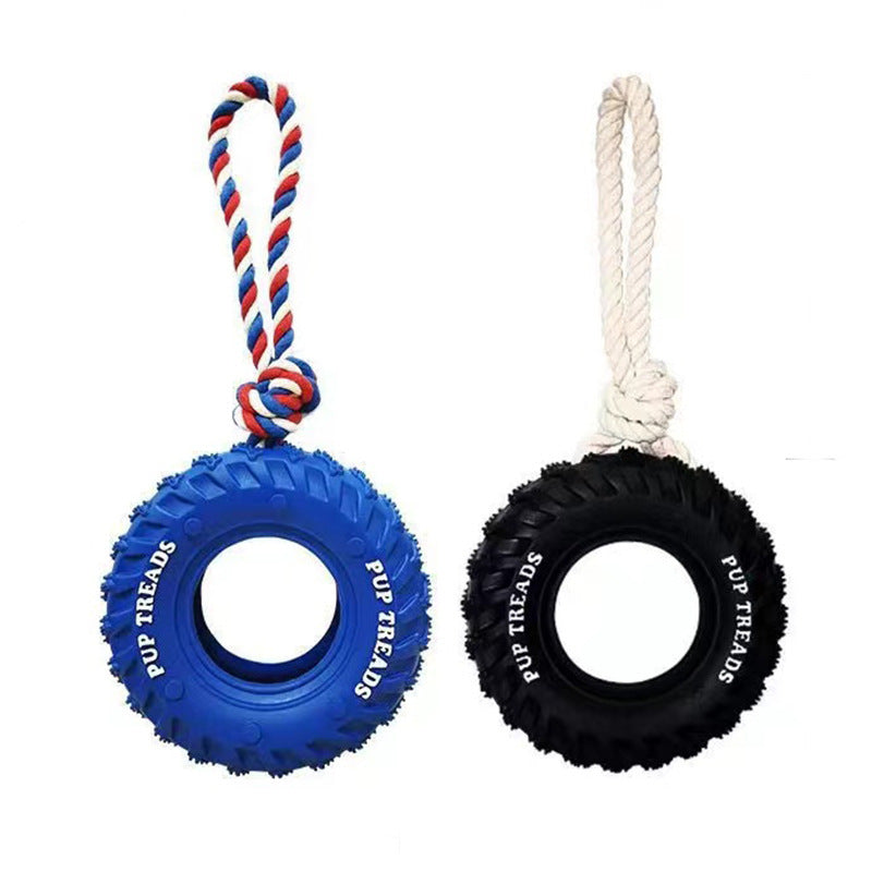 JMT-647690 Durable Interactive Chew Toy for Large Dogs - Natural Rubber Tire Design with Treat Dispenser for Aggressive Chewers