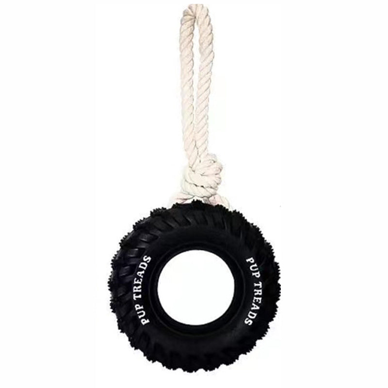 JMT-647690 Durable Interactive Chew Toy for Large Dogs - Natural Rubber Tire Design with Treat Dispenser for Aggressive Chewers