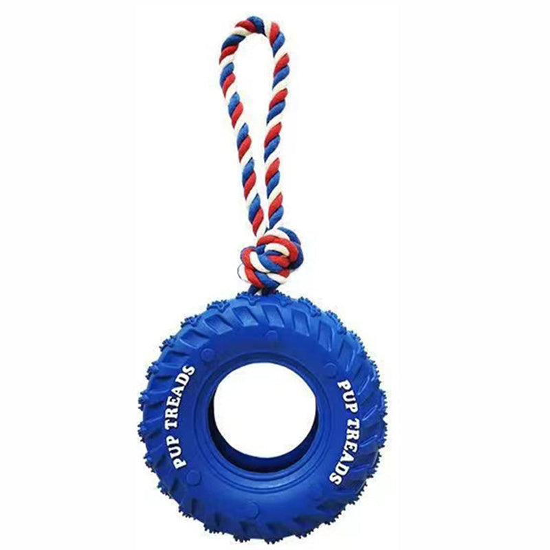 JMT-647690 Durable Interactive Chew Toy for Large Dogs - Natural Rubber Tire Design with Treat Dispenser for Aggressive Chewers